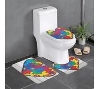 Autism Awareness Puzzle Pieces Heart Pattern Set Di Tappeti Da Bagno 3 Pezzi Morbida Tappetino Da Bagno Lavabile Tappeto Con Profilo A U Per Doccia Toeletta La Casa