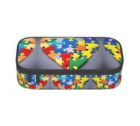 Autism Awareness Puzzle Pieces Heart Print Fashion Functional Pencil Case Comodo uso quotidiano Storage Makeup Toiletries