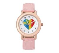 Autism Awareness Puzzle1 Pezzo Cuore Moda Donna Orologio Easy Reader Novità Slim Quarzo Casual Dress Orologi da Polso