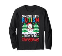 Autism Awareness Snowman Christmas Decoration Xmas Family Maglia a Manica