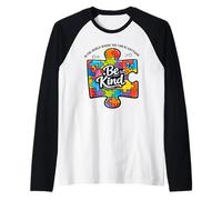 Autism Be Kind - Puzzle retrò Ispirato alla consapevolezza Maglia con Maniche Raglan