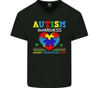 Autism Consapevolezza Autism Love Accept Asd Uomo Scollo A V Cotone T-Shirt
