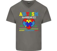 Autism Consapevolezza Autism Love Accept Asd Uomo Scollo A V Cotone T-Shirt