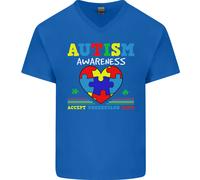 Autism Consapevolezza Autism Love Accept Asd Uomo Scollo A V Cotone T-Shirt