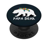 Autism Dad Papa Bear - Padre protettivo e puzzle cucciolo di orso PopSockets PopGrip Adesivo
