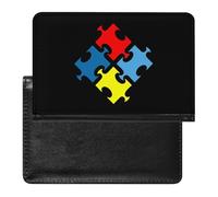 Autism Puzzle Awarenes porta passaporto da viaggio custodia a portafoglio con slot per carte di credito per donne e uomini