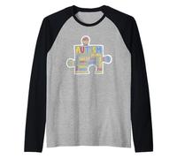 Autism Puzzle Piece Words Autistic Autism Awareness Maglia con Maniche Raglan