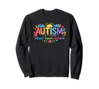 Autism Respect Include Love Rainbow Handprints Sun Clouds Felpa