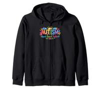 Autism Respect Include Love Rainbow Handprints Sun Clouds Felpa con Cappuccio