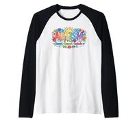 Autism Respect Include Love Rainbow Handprints Sun Clouds Maglia con Maniche Raglan