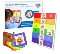 Autism Supplies And Developments- Lavagna e Portachiavi in plastica per sensazioni visive (Spagnolo), FB_ES, Blu