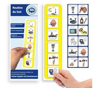 Autism Supplies and Developments Routine Serale - Francese (Prodotto di Comunicazione visiva in plastica Impermeabile per autismo, Bambini autistici)
