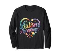 Autismo Consapevolezza Accettazione Cuore Simbolo Educare Maglia a Manica