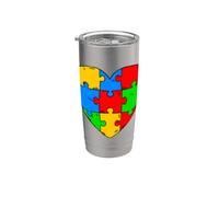 Autismo Consapevolezza Cuore Puzzle Pezzo Insegnante Support Squad Bicchiere termico in acciaio inox doppia parete
