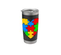 Autismo Consapevolezza Cuore Puzzle Pezzo Insegnante Support Squad Bicchiere termico in acciaio inox doppia parete