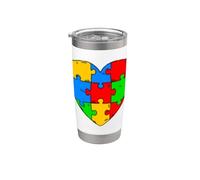 Autismo Consapevolezza Cuore Puzzle Pezzo Insegnante Support Squad Bicchiere termico in acciaio inox doppia parete