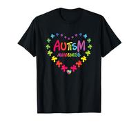 Autismo consapevolezza gentilezza cuore colori arte puzzle nastro Maglietta