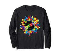 Autismo Consapevolezza Girasole Puzzle Pezzo Graphic Design Maglia a Manica