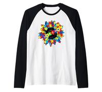 Autismo Consapevolezza Girasole Puzzle Pezzo Graphic Design Maglia con Maniche Raglan