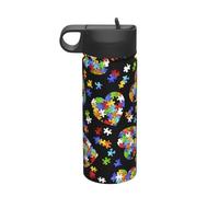 Autismo Consapevolezza Puzzle Pezzi Cuore Stampa La Stampa 18oz Acciaio Inox Sport Isolato Bollitore con Coperchio per Adulto Uomini Donne