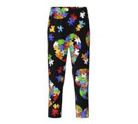 Autismo Consapevolezza Puzzle Pezzi Cuore Stampa Traspirante Pantaloni Vacanze Stagione Festiva Celebrazioni Donne Uomini Pigiama Famiglia Divertimento, Nero , L(14-16)