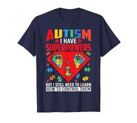 Autismo Ho Superpoteri Divertente Autismo Mamma Maglietta, Uomo, Navy, 6XL