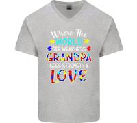 Autismo Nonno Vede Amore Forza Autistico Maglietta In Cotone A V