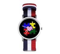 Autismo Puzzle pezzo personalizzato orologi al quarzo numeri arabi orologio da polso con cinturino regolabile per uomo donna, Stile:, regular, MHXYZHW