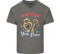 Autismo Sei Il Mio Cuore Io Sono La Tua Voce T-Shirt In Cotone Da Uomo A V