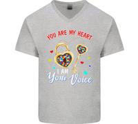 Autismo Sei Il Mio Cuore Io Sono La Tua Voce T-Shirt In Cotone Da Uomo A V