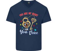 Autismo Sei Il Mio Cuore Io Sono La Tua Voce T-Shirt In Cotone Da Uomo A V