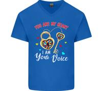Autismo Sei Il Mio Cuore Io Sono La Tua Voce T-Shirt In Cotone Da Uomo A V