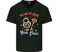 Autismo Sei Il Mio Cuore Io Sono La Tua Voce T-Shirt In Cotone Da Uomo A V