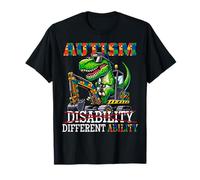 Autismo solo un'abilità diversa, divertente t rex sull'escavatore Maglietta