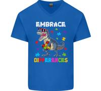 Autismo T-Rex Abbraccia Le Differenze Autistico Maglietta In Cotone A V Per Uomo