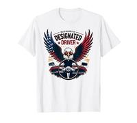 Autista designato di Old Glory Maglietta, Uomo, Bianco, 4XL