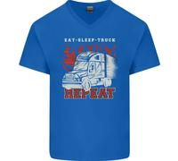 Autista Di Camion Mangia Dorme Camionista Maglietta In Cotone A V Per Uomo