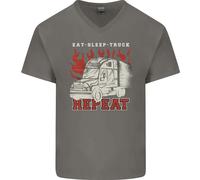 Autista Di Camion Mangia Dorme Camionista Maglietta In Cotone A V Per Uomo