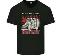 Autista Di Camion Mangia Dorme Camionista Maglietta In Cotone A V Per Uomo