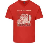 Autista Di Camion Mangia Dorme Camionista Maglietta In Cotone A V Per Uomo