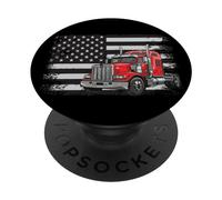 Autista di camion semi bandiera americana degli Stati Uniti PopSockets PopGrip Adesivo
