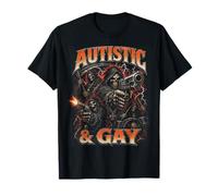 Autistic And Gay Funny Skeleton Reaper Meme Bootleg Y2K Maglietta