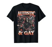 Autistic And Gay Funny Skeleton Reaper Meme Bootleg Y2K Maglietta