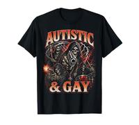 Autistic And Gay Funny Skeleton Reaper Meme Bootleg Y2K Maglietta