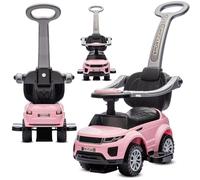 Auto 4in1 per bambini, scivolo a partire da 2 anni e auto a spinta con clacson e musica, spazio per riporre i bagagli sotto il sedile (Rosa chiaro)
