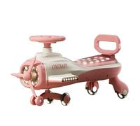 Auto a dondolo, Wiggle Car Ride On Airplane Veicolo elettrico for bambini Aeroplano cavalcabile con musica leggera e ruota flash silenziosa Scheda altalena(Rose)