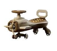 Auto a dondolo, Wiggle Car Ride On Airplane Veicolo elettrico for bambini Aeroplano cavalcabile con musica leggera e ruota flash silenziosa Scheda altalena(Brown)