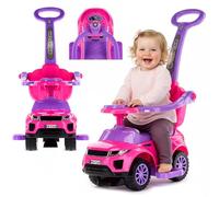 Auto a spinta per bambini 4in1, scivolo a partire da 1 anni, con clacson e musica, spazio per riporre i bagagli sotto il sedile (Rosa)