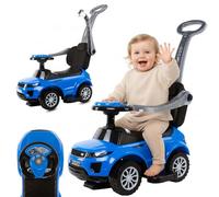 Auto a spinta per bambini 4in1, scivolo a partire da 1 anni, con clacson e musica, spazio per riporre i bagagli sotto il sedile (Blu)