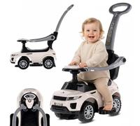 Auto a spinta per bambini 4in1, scivolo a partire da 1 anni, con clacson e musica, spazio per riporre i bagagli sotto il sedile (Bianco)